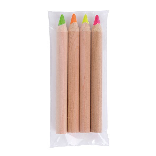 Surligneur fluo en bois - Lot de 4