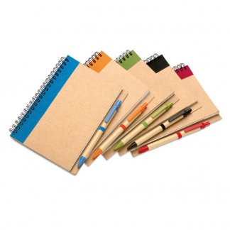 Carnet A5 + stylo en carton recyclé publicitaire - 5 couleurs - SONORA PLUS