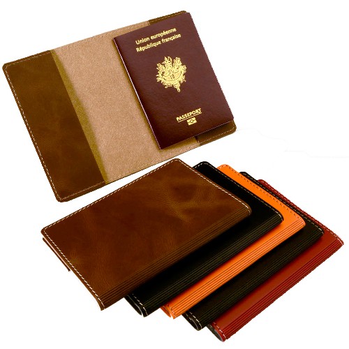 Porte-cartes personnalisé 2 poches en cuir recyclé - Made in France -  Vertlapub