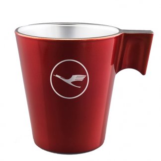 Mug publicitaire 220ml en verre trempé teinté métal - Rouge avec gravure classique