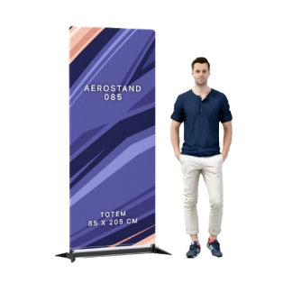 Stand publicitaire en toile polyester recyclé - 210g - anti-feu B1 - AEROSTAND 085